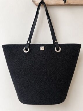Tommy Hilfiger Large Charcoal Gray Tote Bag Large Shoulder Purse Silver Hardware